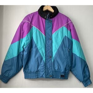 Vintage Yamaha Winter Coat Womens Size Medium 80s Ski Snowmobile Sportswear Chic